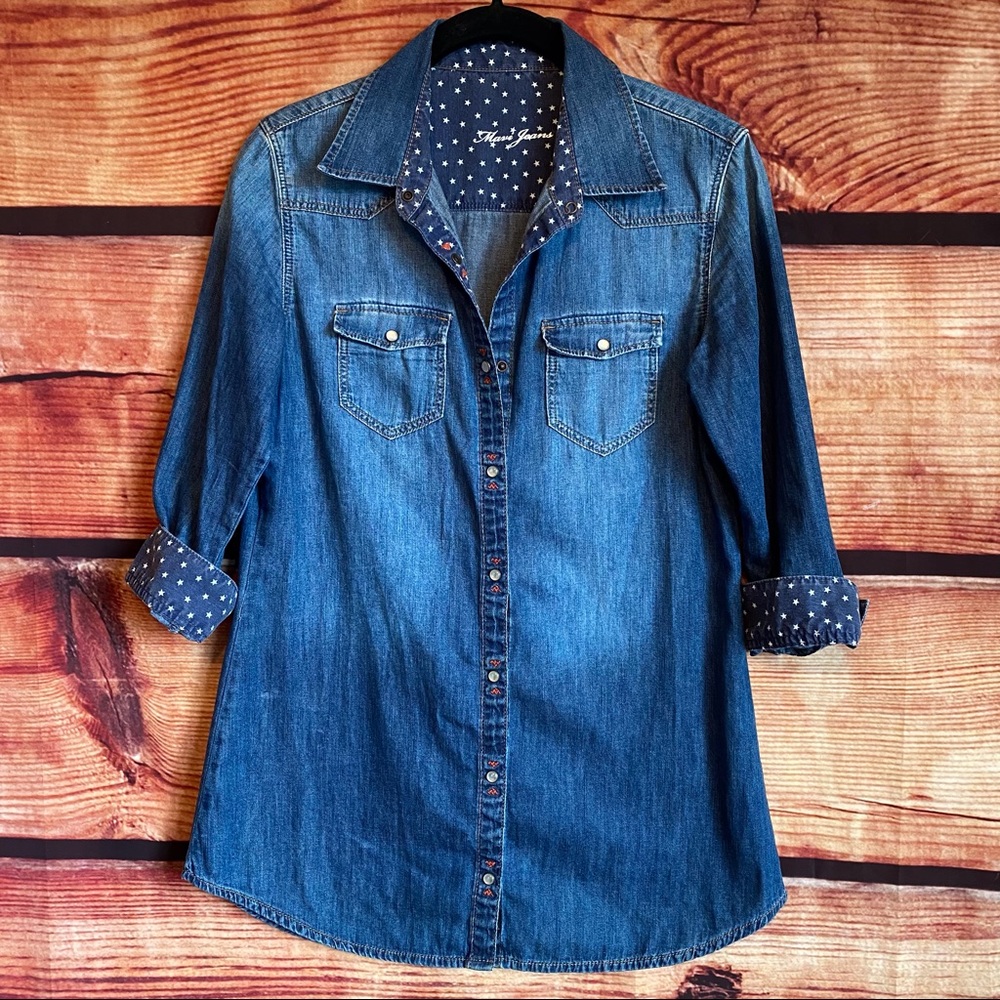 Mavi Jean Co Hilda Peal Snap Denim Shirt